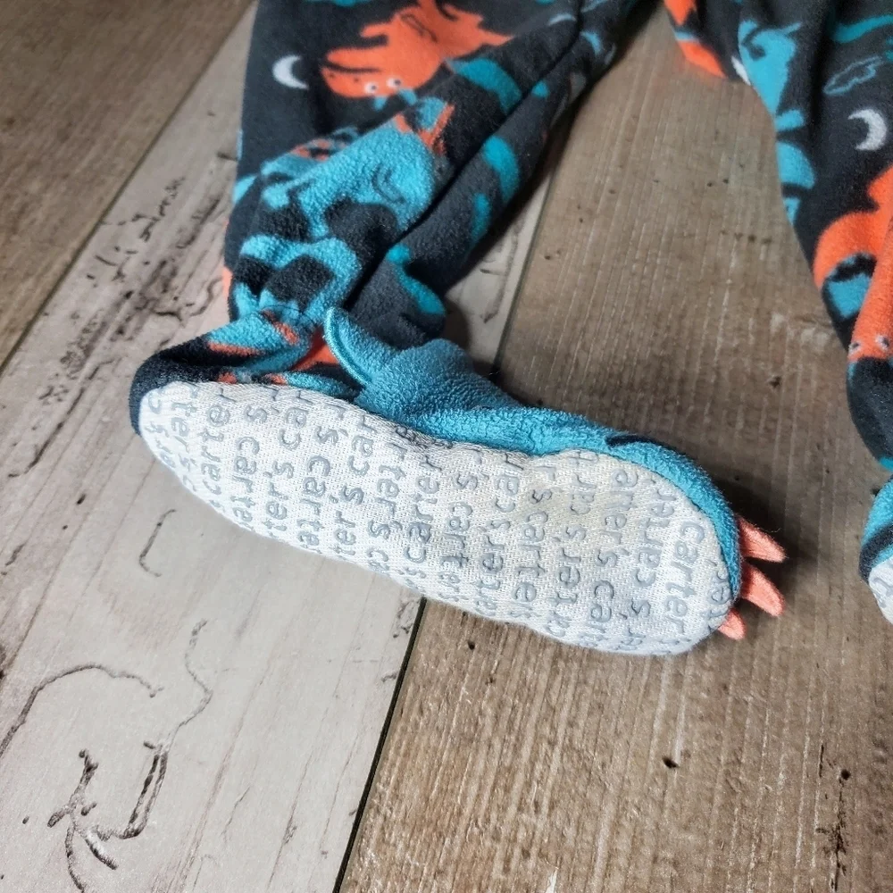 Carter's Baby Boy's Warm Soft Fleece Zip Up Footie Pajamas Charcoal Dragons 12m
